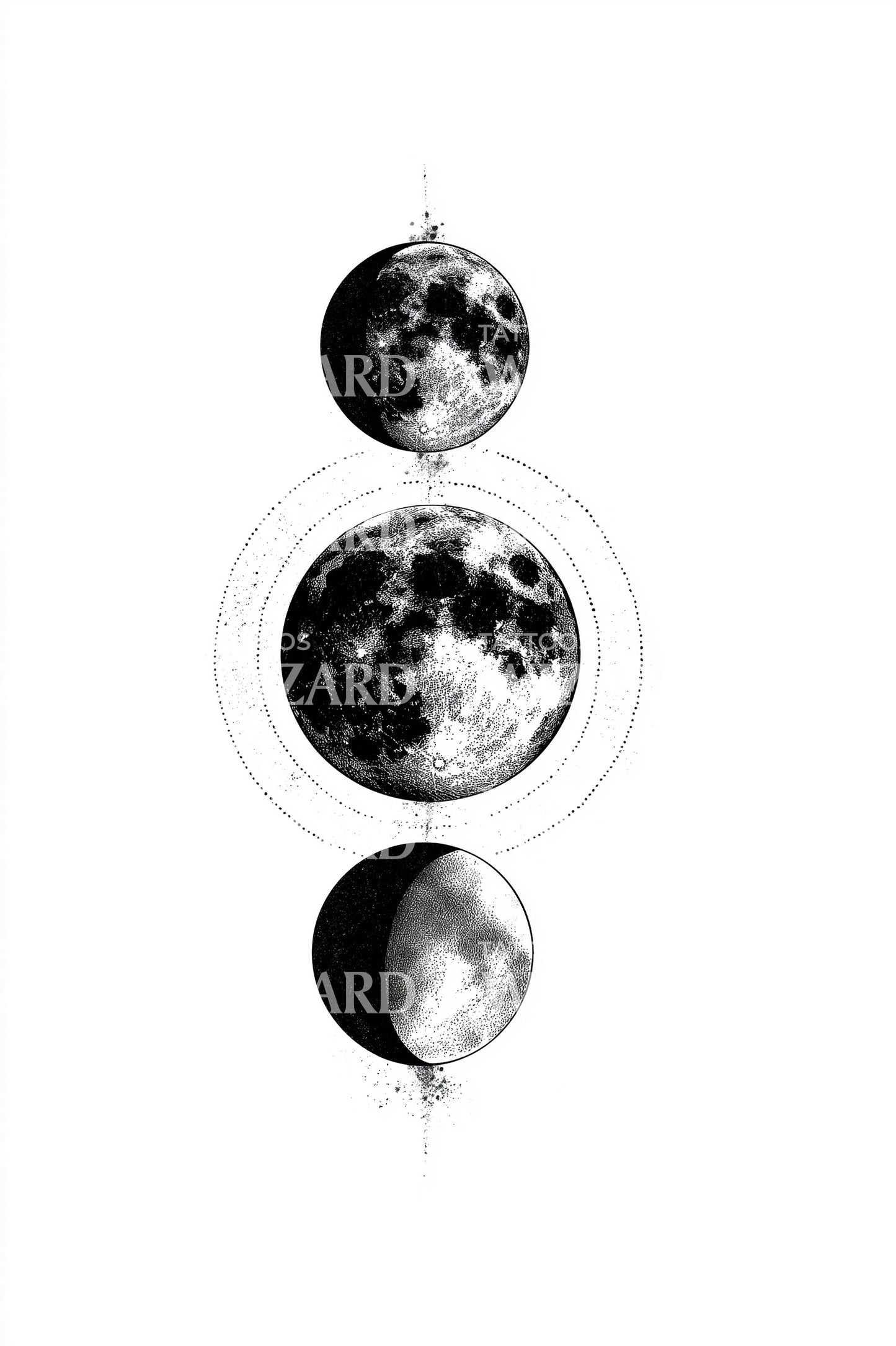 Triple Moon Phases Tattoo Illustration