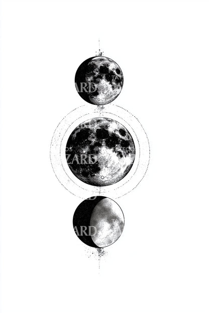 Triple Moon Phases Tattoo Illustration