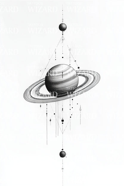 Triple Saturn Sequence Tattoo Design