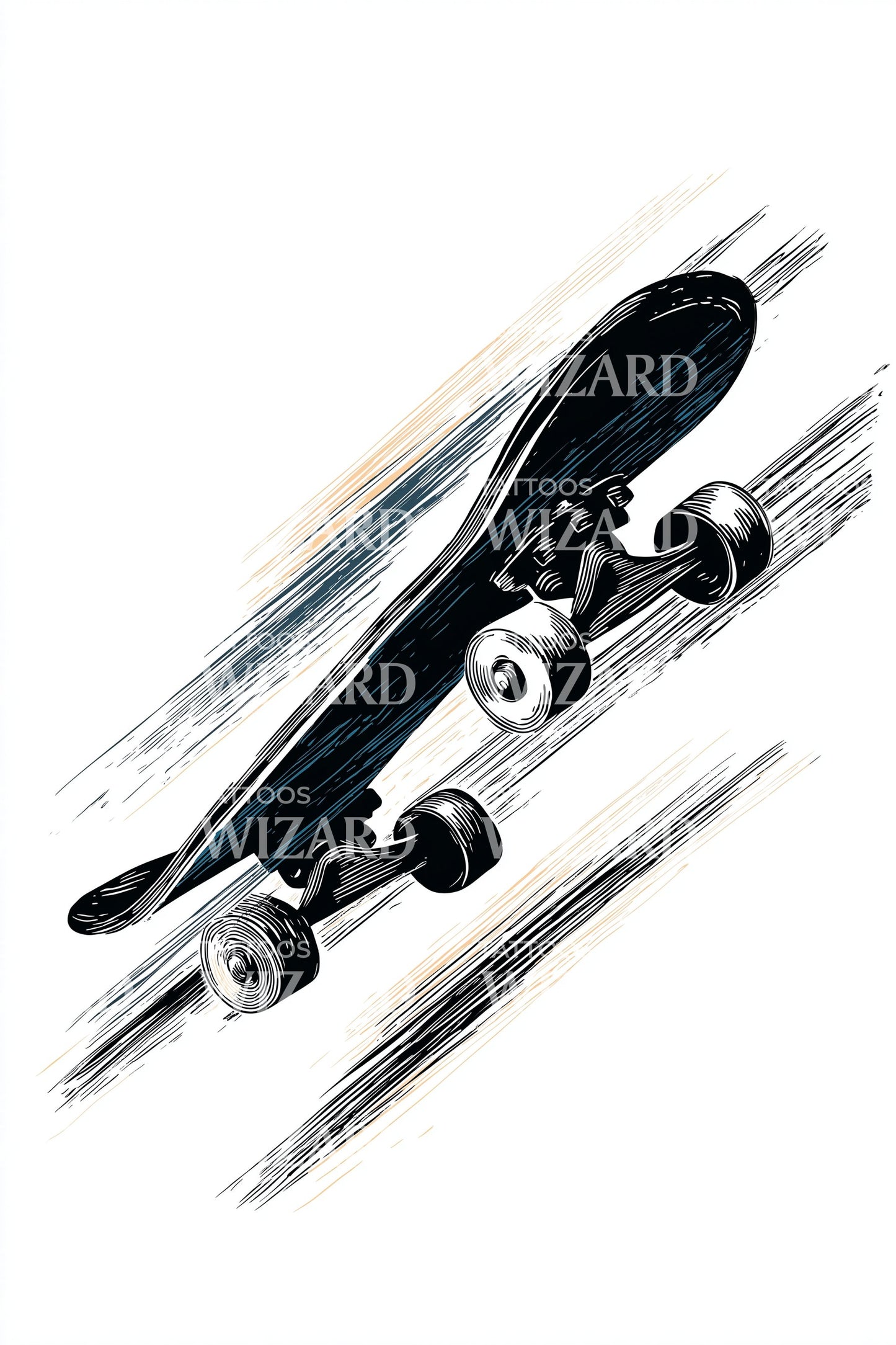 Triple Skateboard Motion Tattoo Design