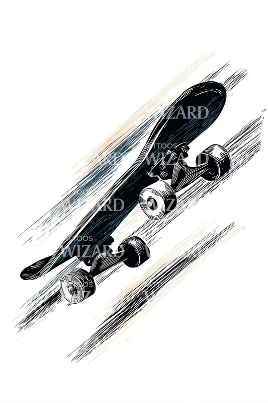 Triple Skateboard Motion Tattoo Design