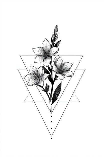 三重三角茉莉花纹身设计