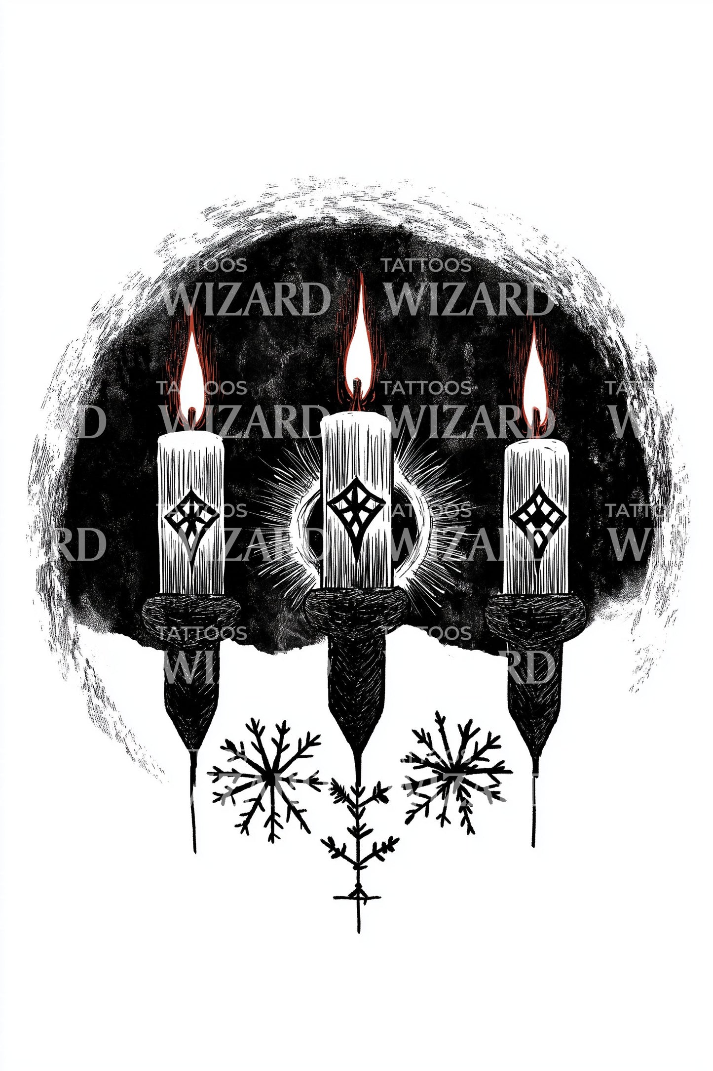 Triple Winter Candle Tattoo Design