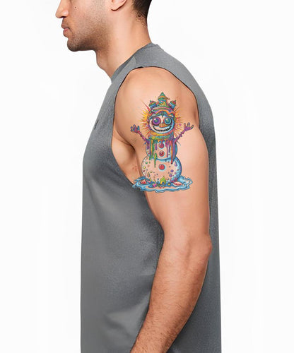 Trippy Snowman Monster Tattoo Illustration