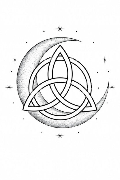 Triquetra and Moon Tattoo Design