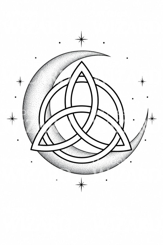 Design de tatuagem de triquetra e lua