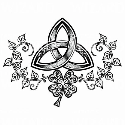 Triquetra Knot and Clover Tattoo Illustration