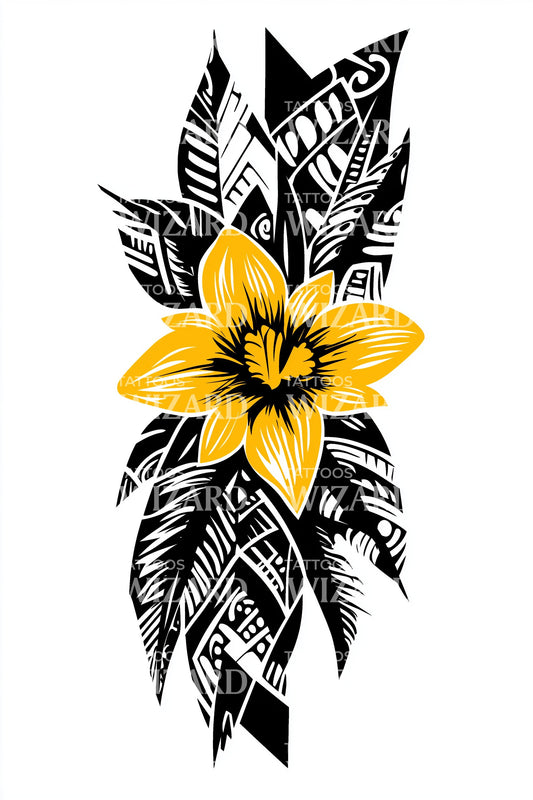 Tropical Flower Panel Tattoo Design