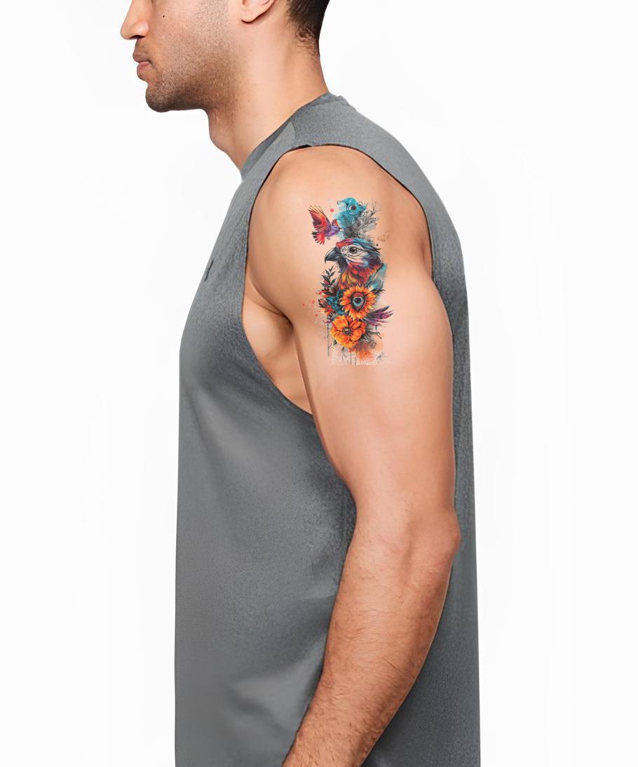 Watercolor Tropical Halfsleeve Tattoo Design