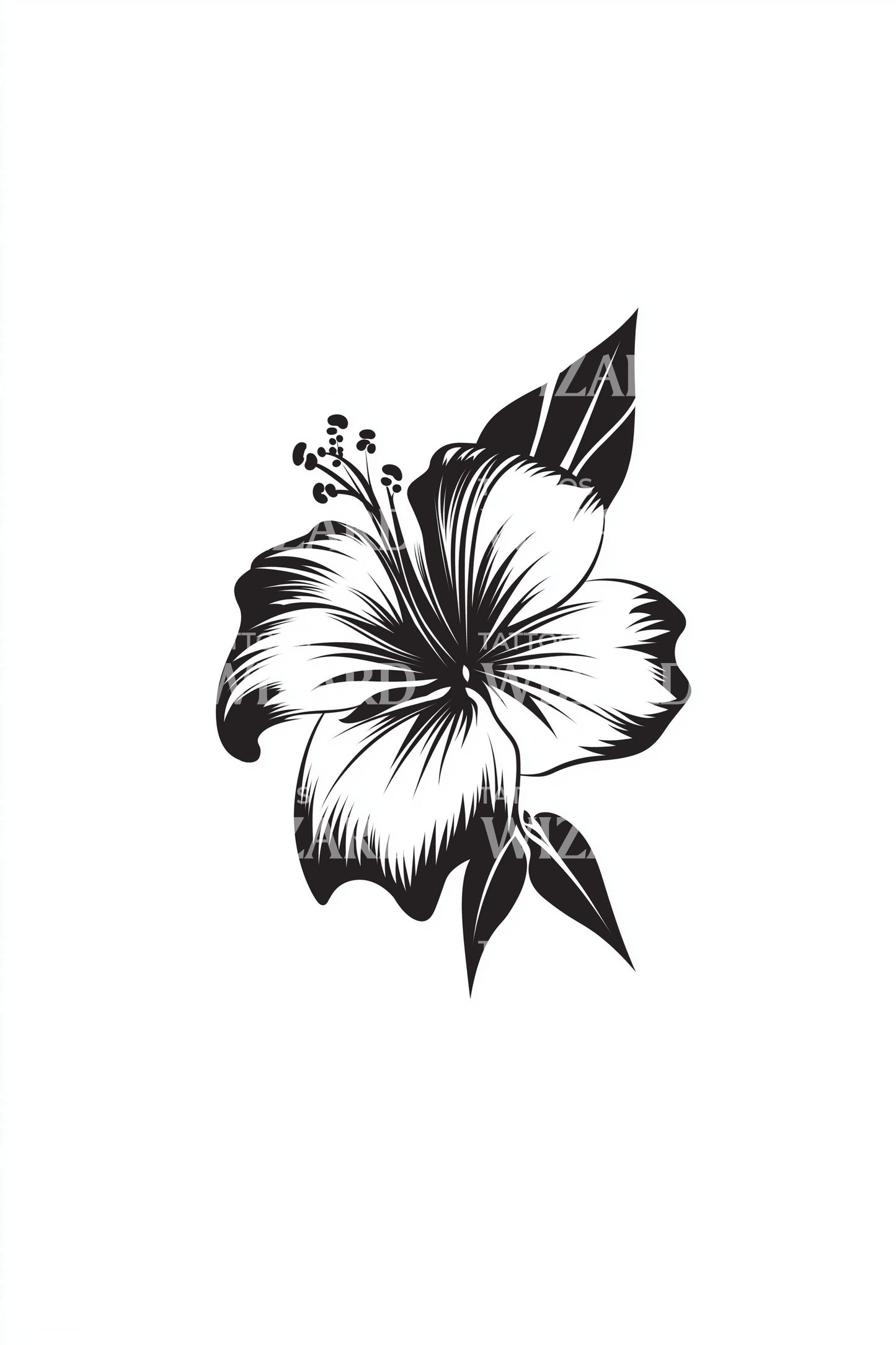 Tropical Hibiscus Bloom Tattoo Design
