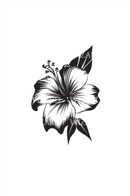 热带芙蓉花开纹身设计