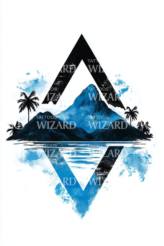 Design de tatouage Pics Miroir Tropicaux
