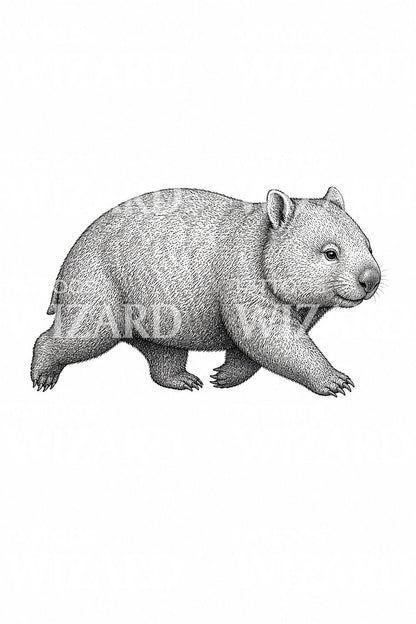 Ilustrace tetování klusajícího vombata