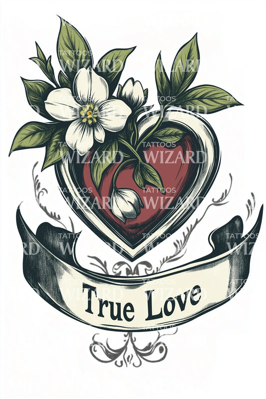 True Love Heart Jasmine Tattoo Idea