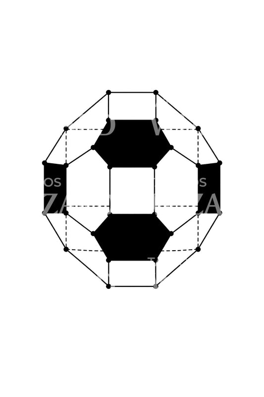 Wireframe-tatovering af afkortet oktaeder