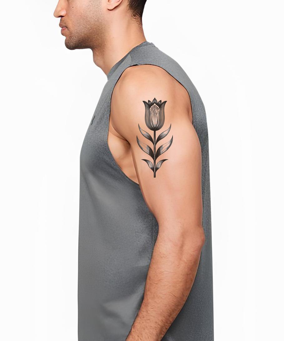 Single Tall Tulip Silhouette Tattoo Idea