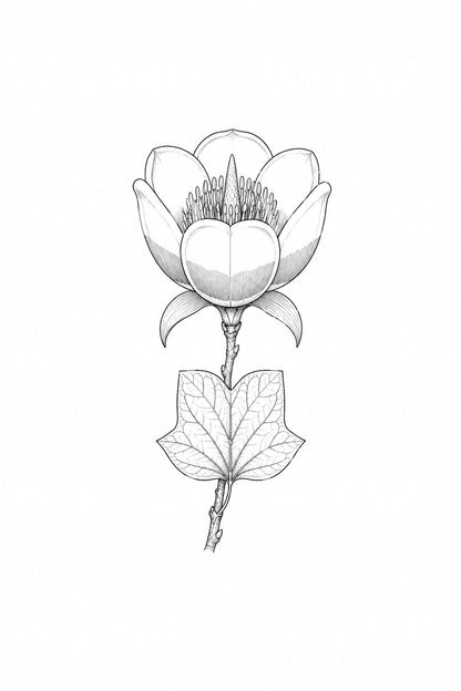 Tulipánfa-virág tetoválásillusztráció