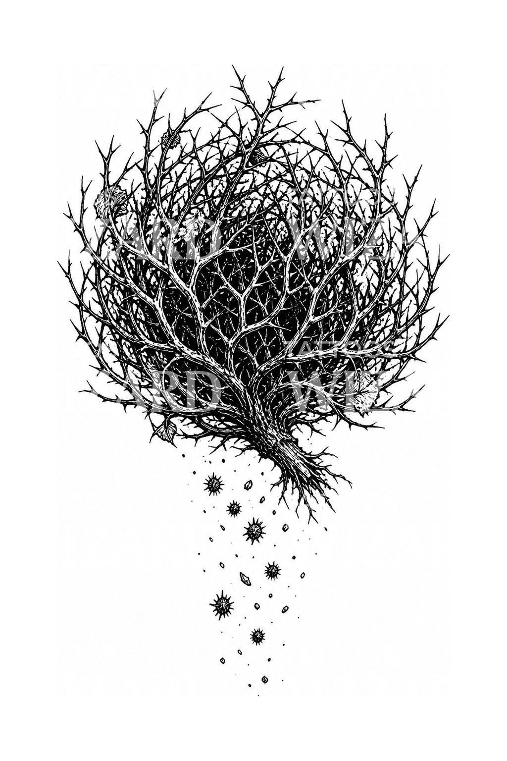 Desain Tato Tumbleweed Menyebarkan Benih