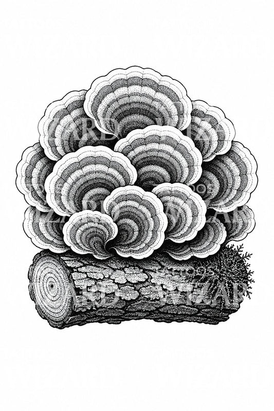 Desain Tato Rumpun Jamur Turkey Tail