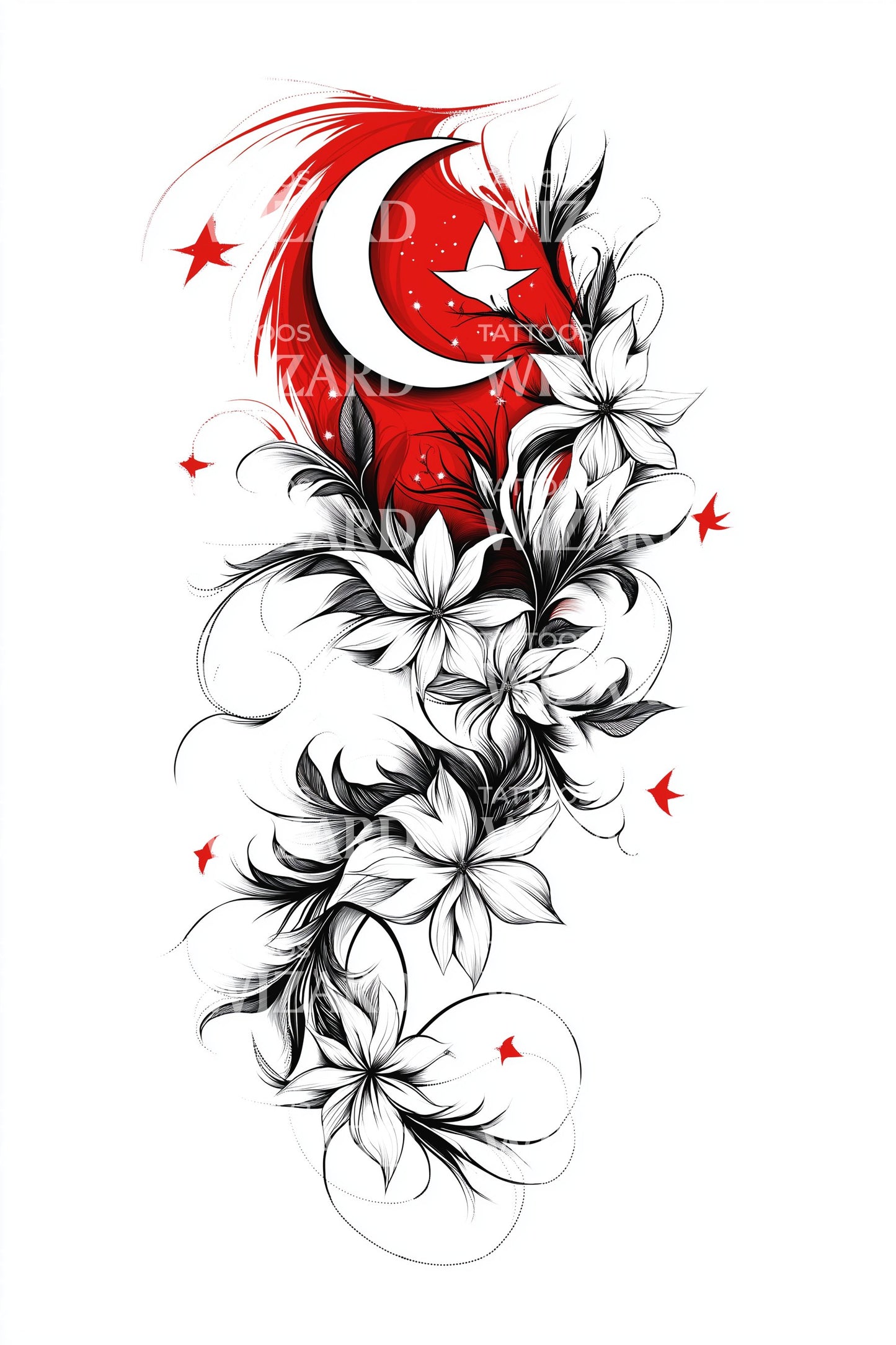 Design de tatouage tourbillon croissant turc