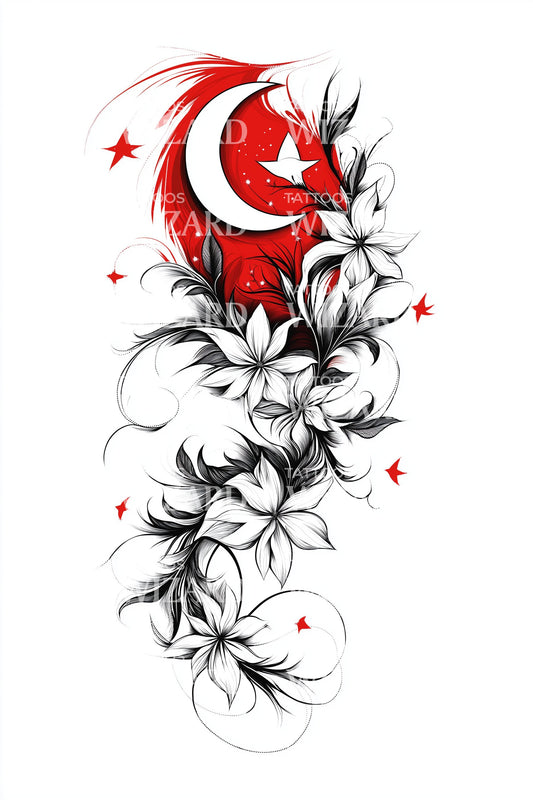 Turkish Crescent Swirl Tattoo Design