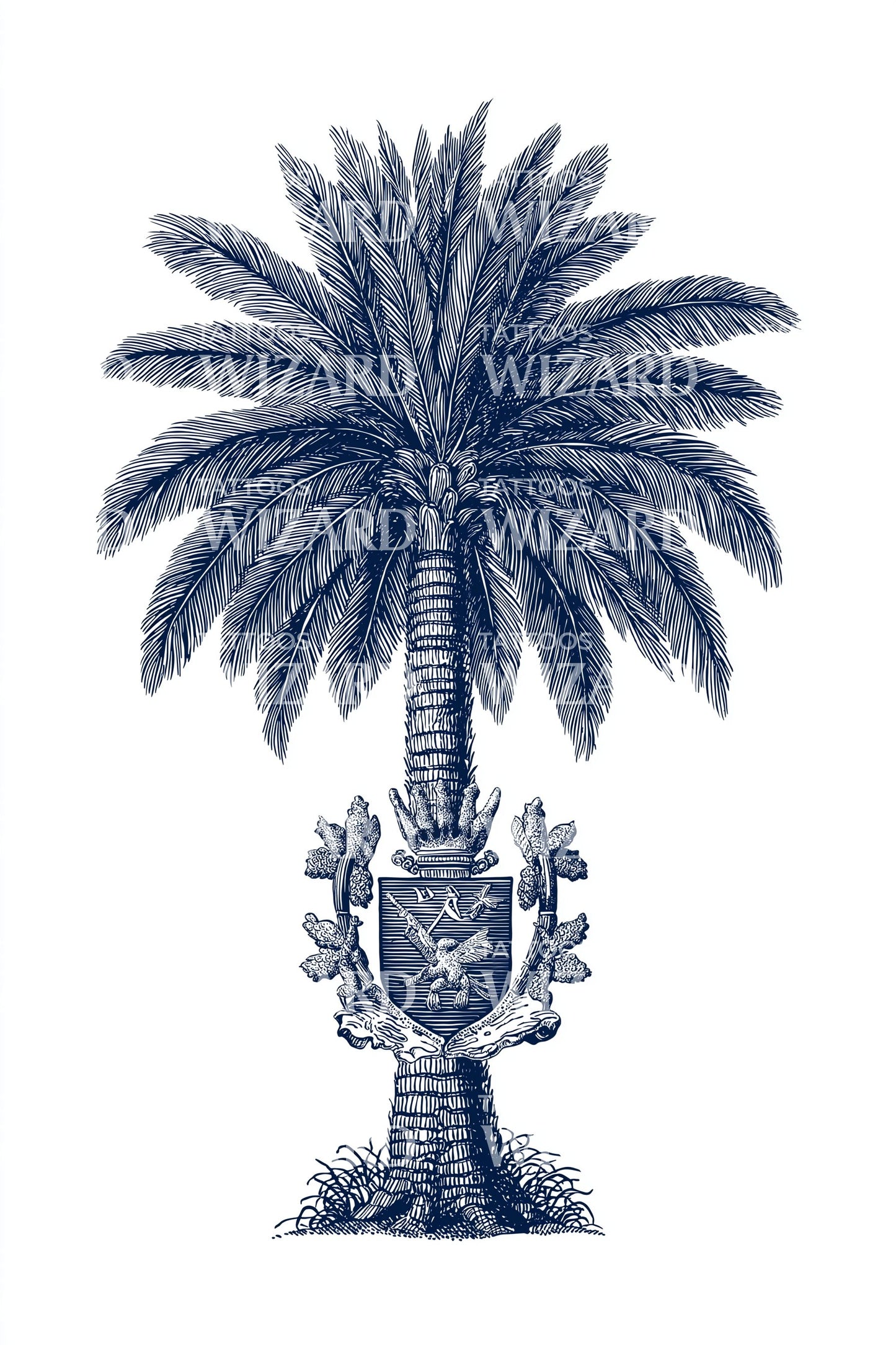 Desenho de Tatuagem de Cacto e Palmeira Turks and Caicos