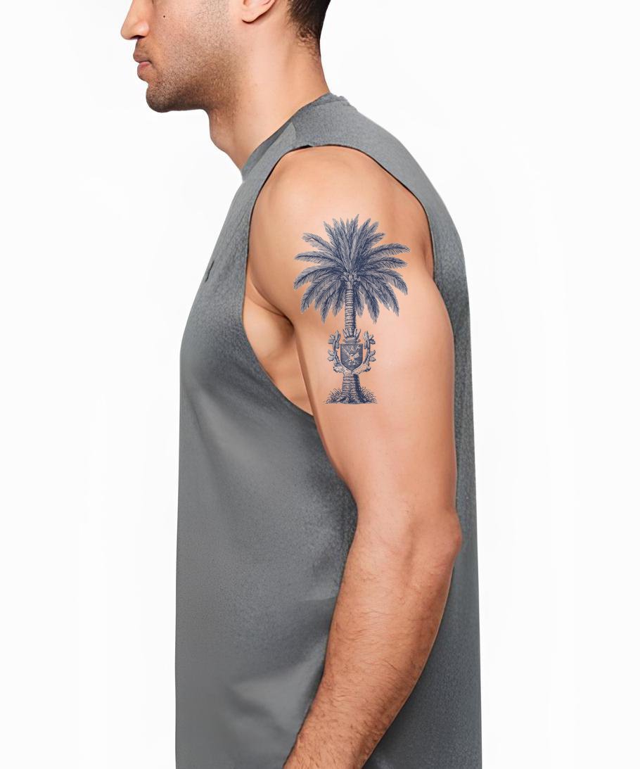 Desenho de Tatuagem de Cacto e Palmeira Turks and Caicos