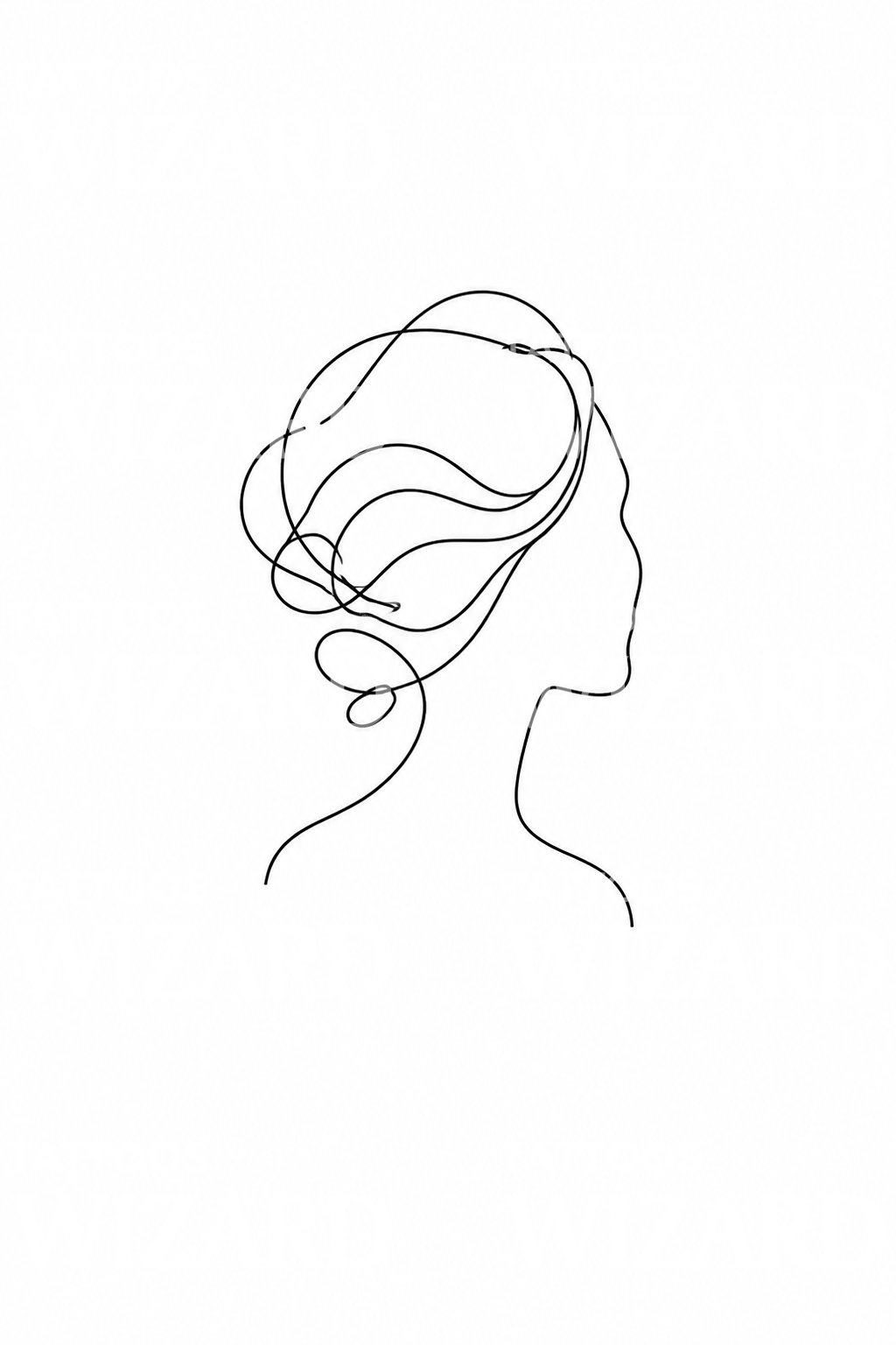 Turning Away One Line Portrait Tattoo Design
