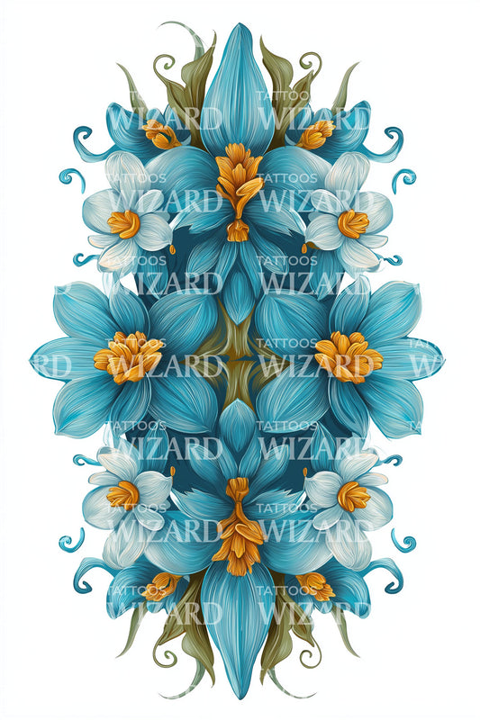 Turquoise Petal Mandala Tattoo Design