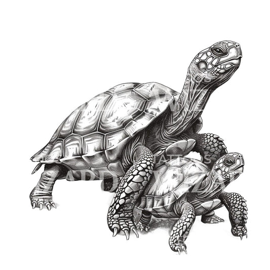 Turtle Father and Daughter Tattoo Idea