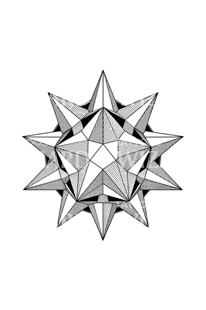 十二角实心星刺青设计