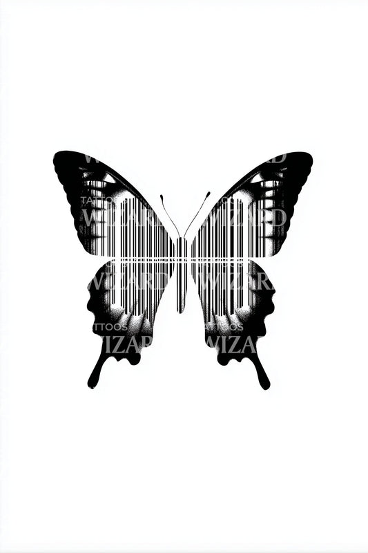 Twin Barcode Butterflies Tattoo Design