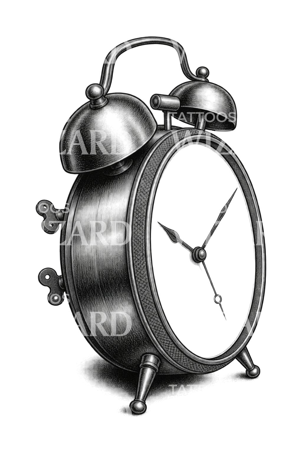 Twin Bell Alarm Clock Tattoo Design