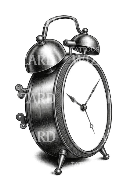 Twin Bell Alarm Clock Tattoo Design