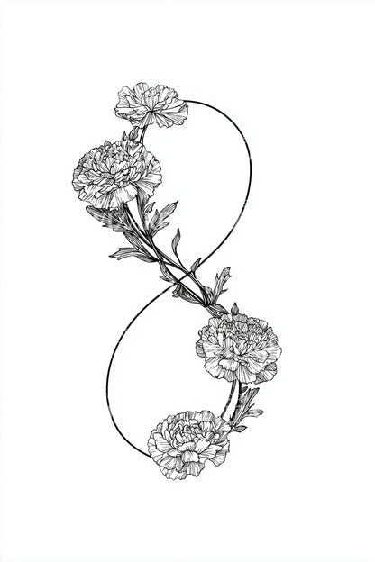 Zwillings-Nelken-Ranken-Tattoo-Design