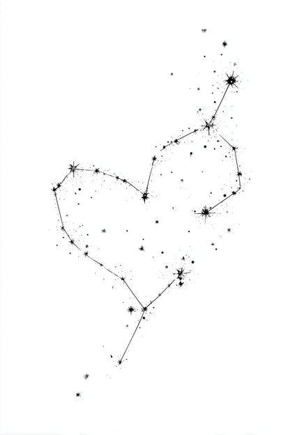 Twin Constellation Hearts Tattoo Design