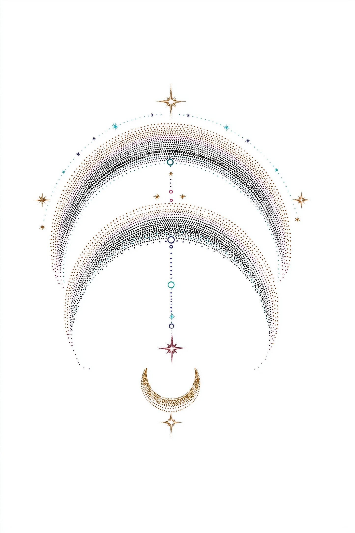 Twin Crescent Halo Tattoo Design