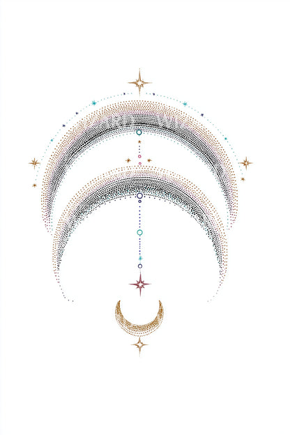 Twin Crescent Halo Tattoo Design