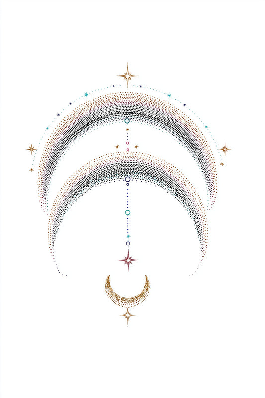 Twin Crescent Halo Tattoo Design
