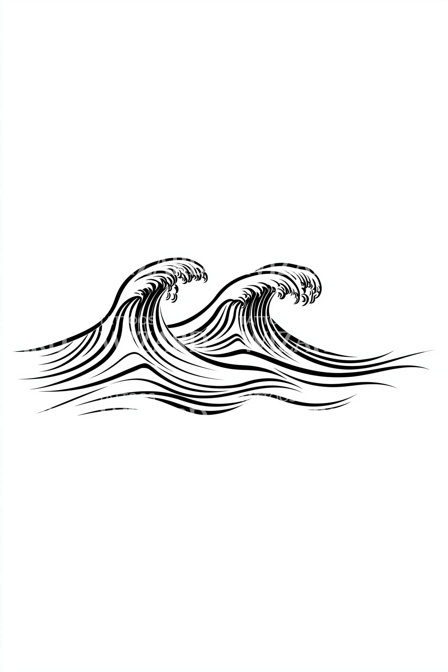 Twin Cresting Waves Tattoo Design