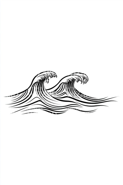 Twin Cresting Waves Tattoo Design