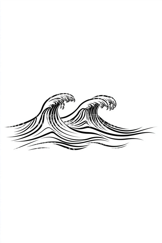 Twin Cresting Waves Tattoo Design