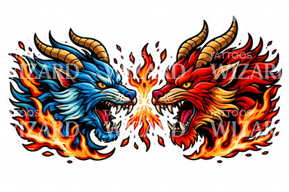 Twin Flame Beast Tattoo Design