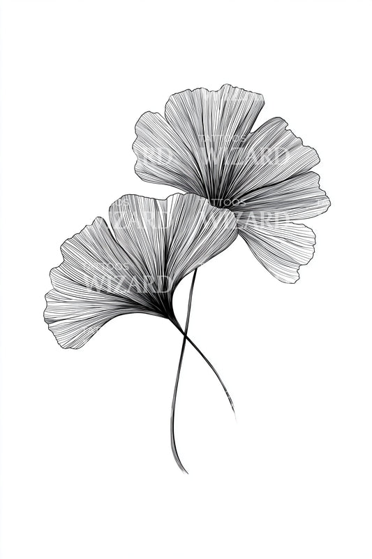 Twin Ginkgo Leaves Tattoo Design