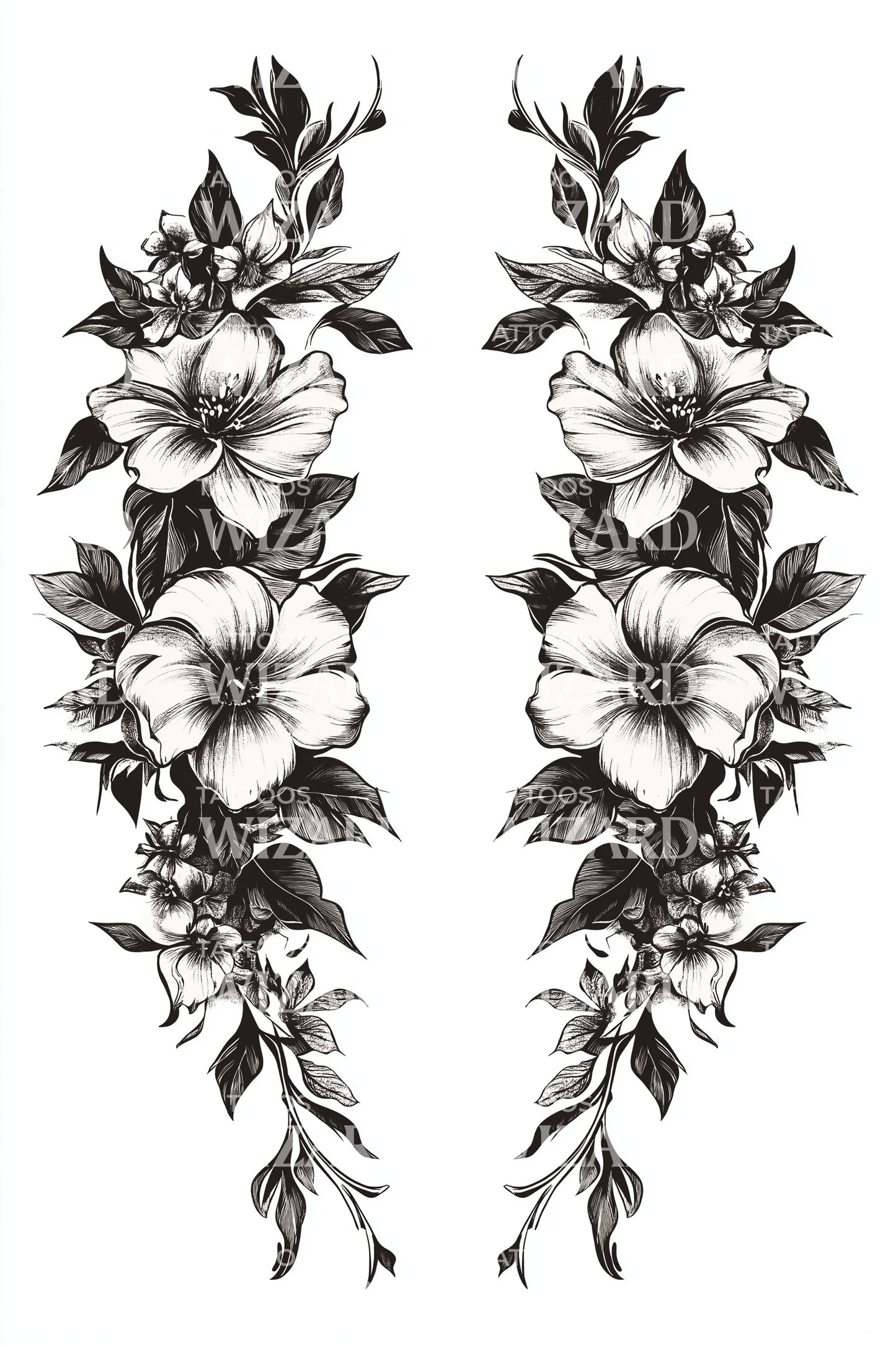 Twin Ivy Plumeria Cascade Tattoo Idea