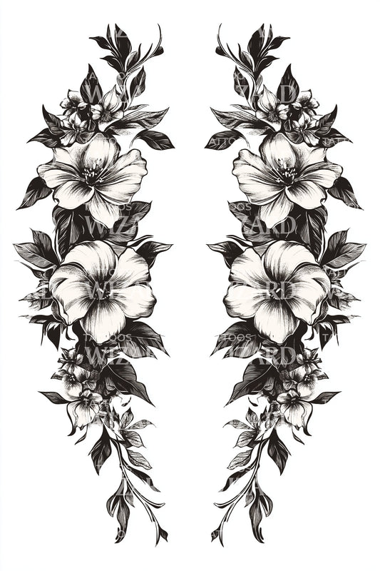 Twin Ivy Plumeria Cascade Tattoo Idea