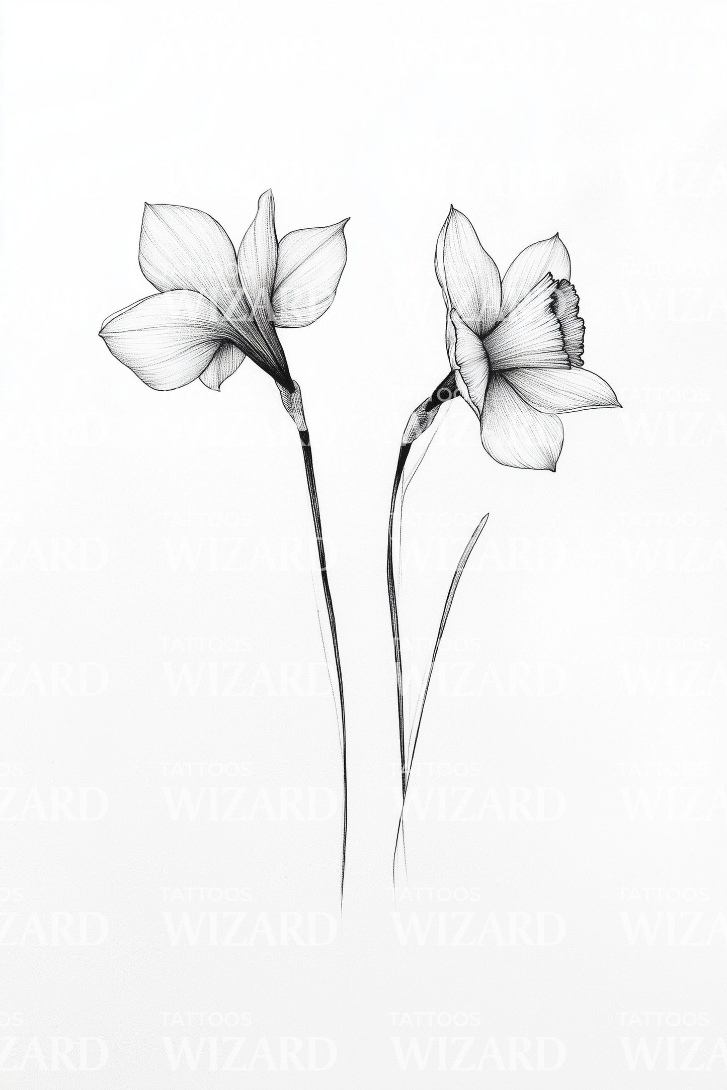 Twin Line Daffodil Tattoo Design