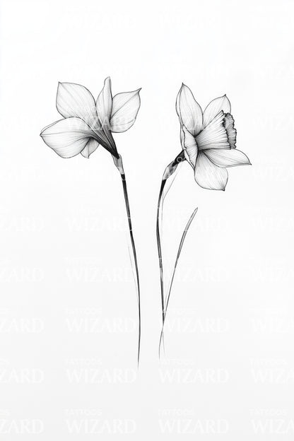 Zwillingslinie Narzissen Tattoo Design