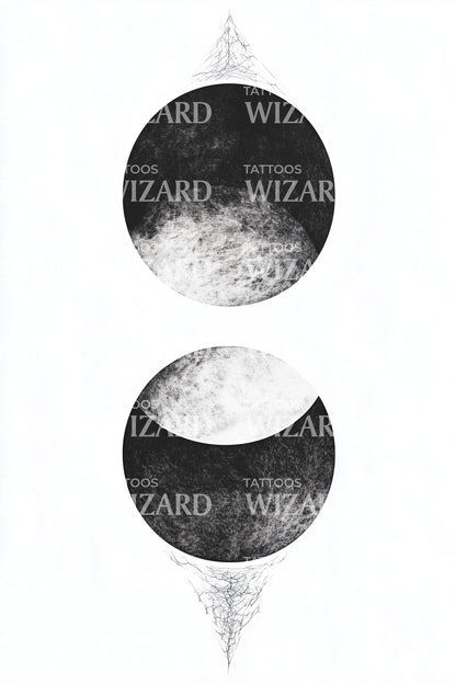 Twin Lunar Phases Tattoo Design