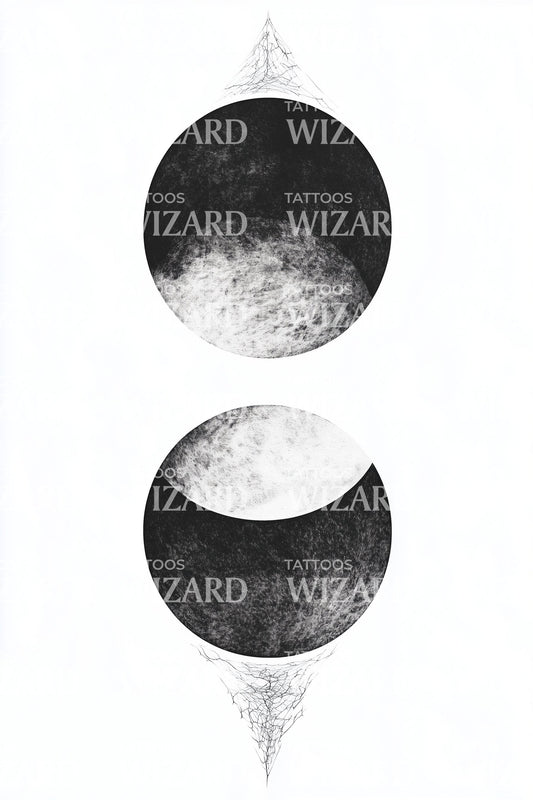 Twin Lunar Phases Tattoo Design
